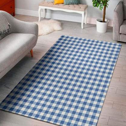 Sapphire Blue Check Pattern Print Area Rug
