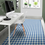 Sapphire Blue Check Pattern Print Area Rug