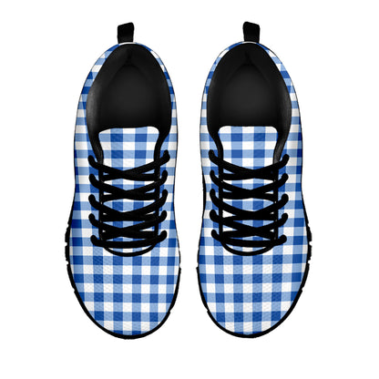 Sapphire Blue Check Pattern Print Black Sneakers
