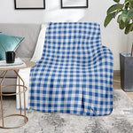 Sapphire Blue Check Pattern Print Blanket