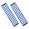 Sapphire Blue Check Pattern Print Car Seat Belt Covers