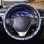 Sapphire Blue Check Pattern Print Car Steering Wheel Cover