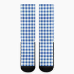 Sapphire Blue Check Pattern Print Crew Socks