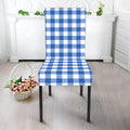 Sapphire Blue Check Pattern Print Dining Chair Slipcover