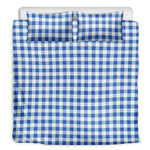 Sapphire Blue Check Pattern Print Duvet Cover Bedding Set