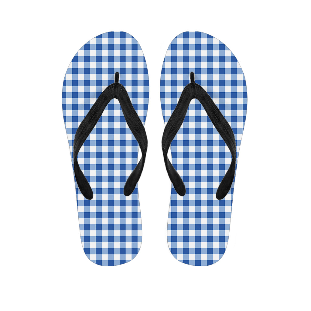 Sapphire Blue Check Pattern Print Flip Flops