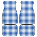 Sapphire Blue Check Pattern Print Front and Back Car Floor Mats