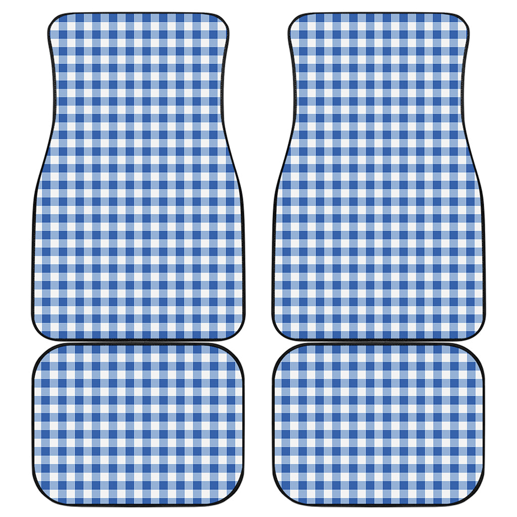 Sapphire Blue Check Pattern Print Front and Back Car Floor Mats