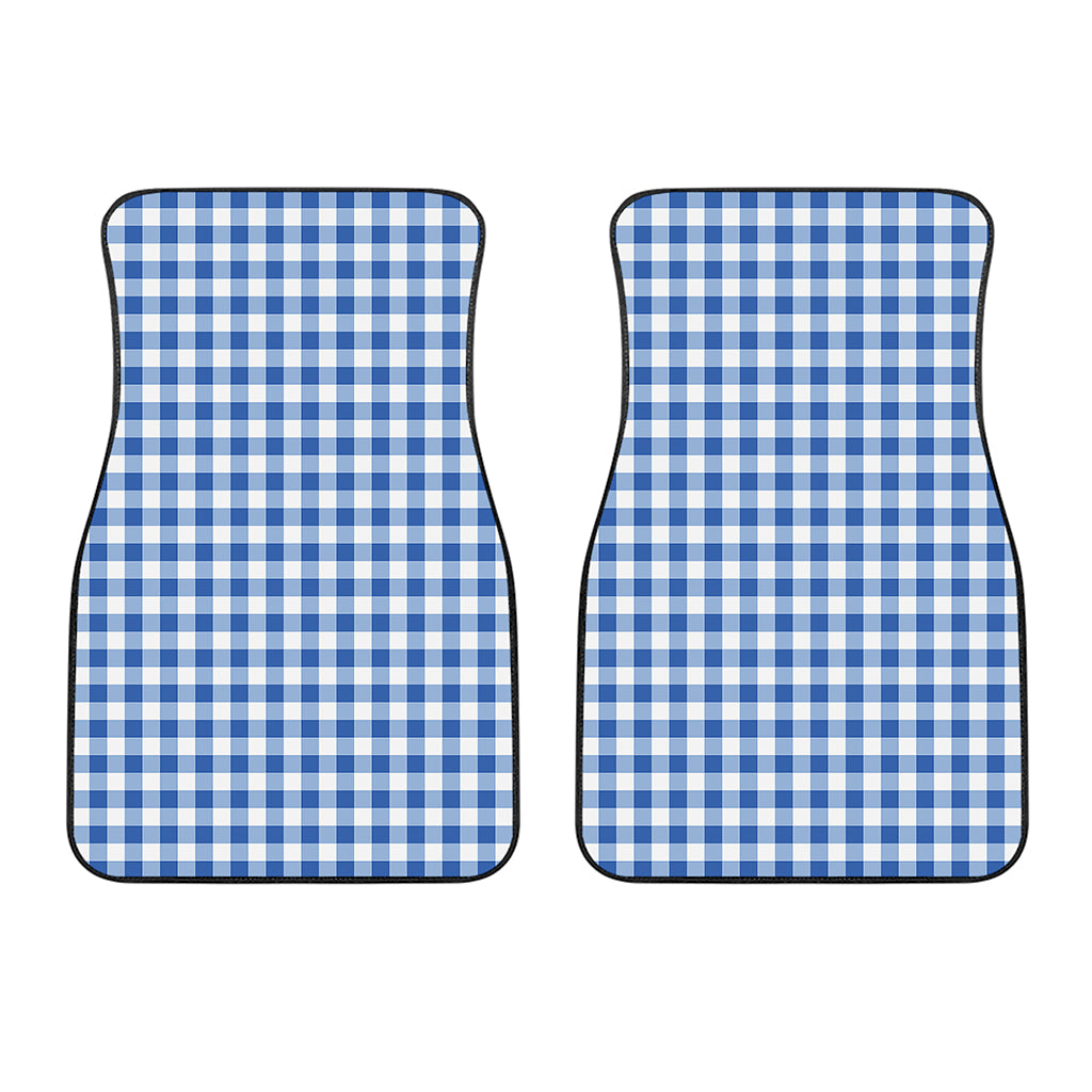 Sapphire Blue Check Pattern Print Front Car Floor Mats