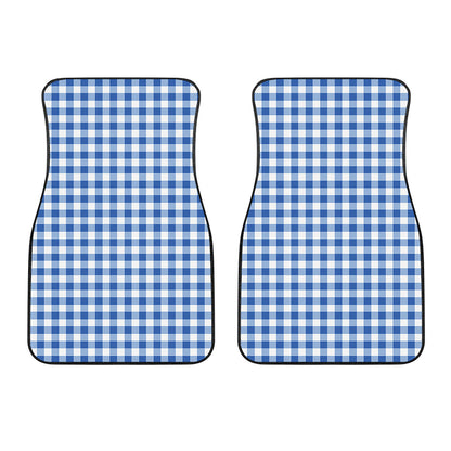 Sapphire Blue Check Pattern Print Front Car Floor Mats