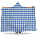 Sapphire Blue Check Pattern Print Hooded Blanket