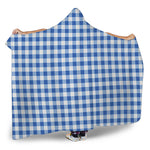 Sapphire Blue Check Pattern Print Hooded Blanket