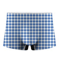 Sapphire Blue Check Pattern Print Men's Boxer Briefs