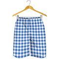 Sapphire Blue Check Pattern Print Men's Shorts
