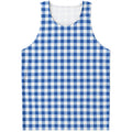 Sapphire Blue Check Pattern Print Men's Tank Top