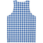 Sapphire Blue Check Pattern Print Men's Tank Top