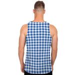 Sapphire Blue Check Pattern Print Men's Tank Top