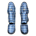 Sapphire Blue Check Pattern Print Muay Thai Shin Guards