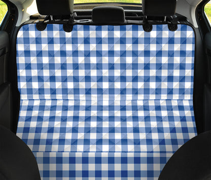 Sapphire Blue Check Pattern Print Pet Car Back Seat Cover