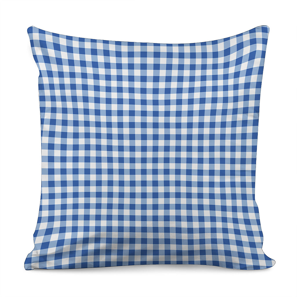 Sapphire Blue Check Pattern Print Pillow Cover