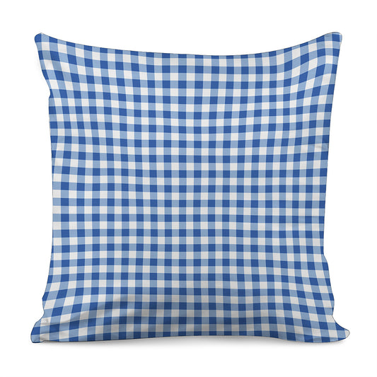 Sapphire Blue Check Pattern Print Pillow Cover