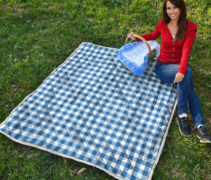 Sapphire Blue Check Pattern Print Quilt
