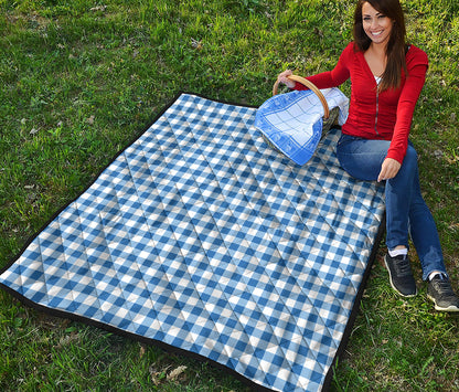 Sapphire Blue Check Pattern Print Quilt