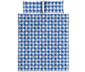 Sapphire Blue Check Pattern Print Quilt Bed Set