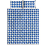 Sapphire Blue Check Pattern Print Quilt Bed Set