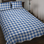 Sapphire Blue Check Pattern Print Quilt Bed Set