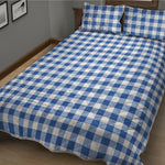 Sapphire Blue Check Pattern Print Quilt Bed Set