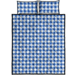 Sapphire Blue Check Pattern Print Quilt Bed Set