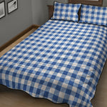 Sapphire Blue Check Pattern Print Quilt Bed Set