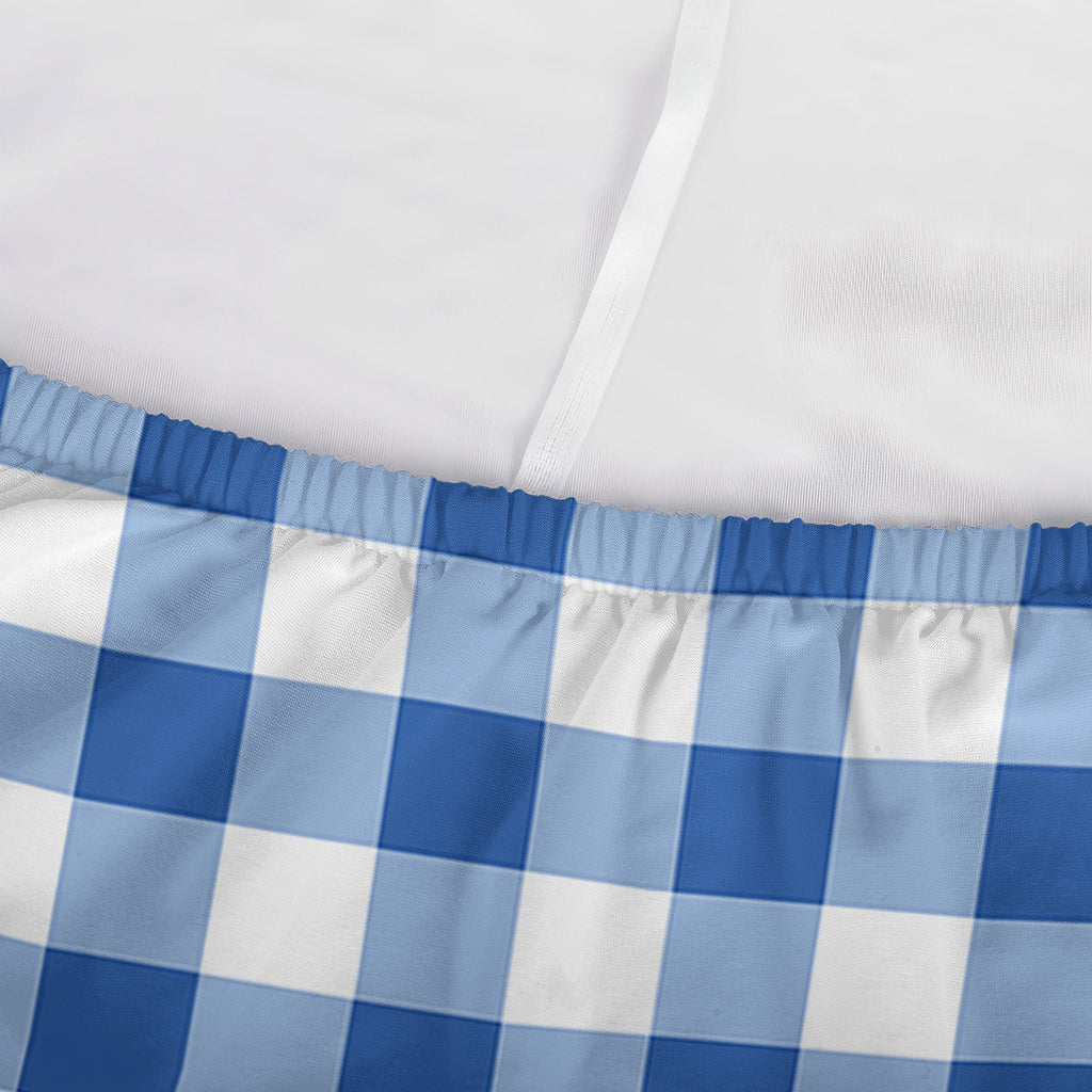 Sapphire Blue Check Pattern Print Sofa Cover