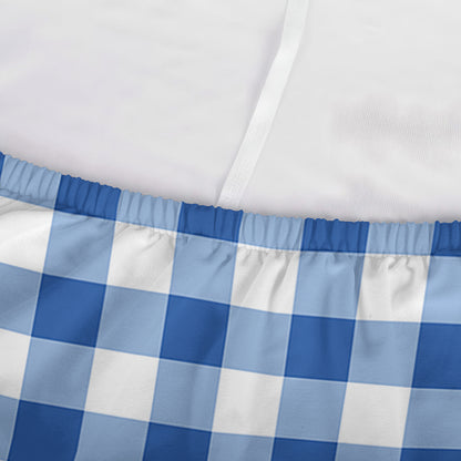 Sapphire Blue Check Pattern Print Sofa Cover