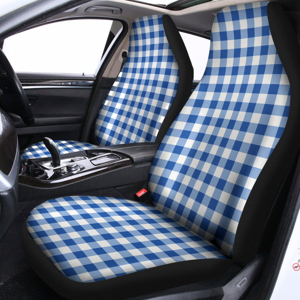 Sapphire Blue Check Pattern Print Universal Fit Car Seat Covers