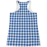 Sapphire Blue Check Pattern Print Women's Racerback Tank Top
