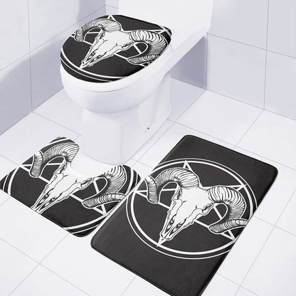 Satan Goat Skull Pentagram Print 3 Piece Bath Mat Set