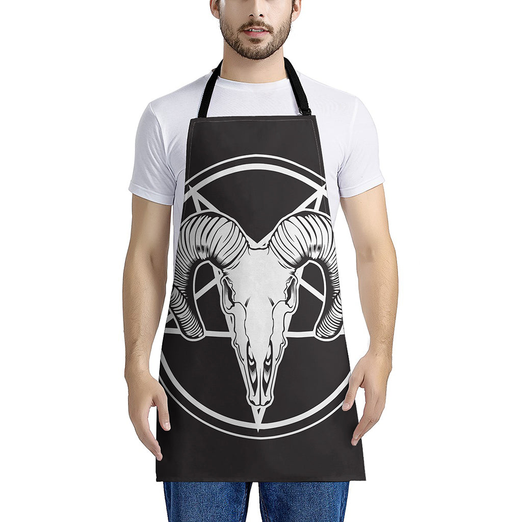 Satan Goat Skull Pentagram Print Apron
