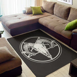 Satan Goat Skull Pentagram Print Area Rug