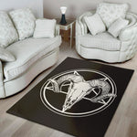 Satan Goat Skull Pentagram Print Area Rug