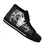 Satan Goat Skull Pentagram Print Black High Top Shoes
