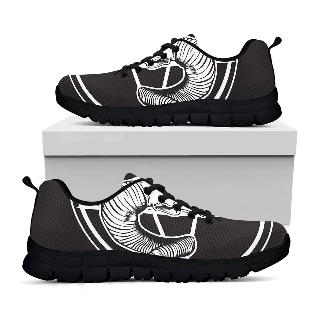 Satan Goat Skull Pentagram Print Black Sneakers