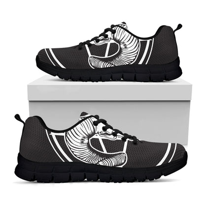 Satan Goat Skull Pentagram Print Black Sneakers