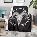 Satan Goat Skull Pentagram Print Blanket