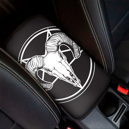 Satan Goat Skull Pentagram Print Car Center Console Cover