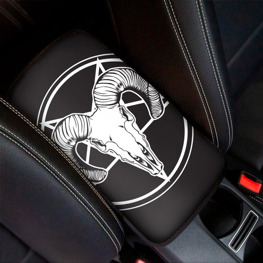 Satan Goat Skull Pentagram Print Car Center Console Cover