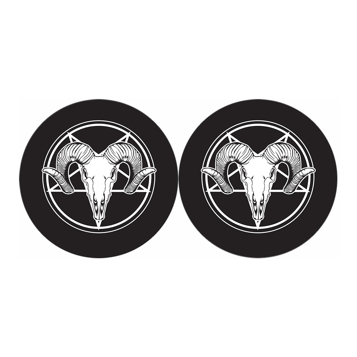 Satan Goat Skull Pentagram Print Car Coasters