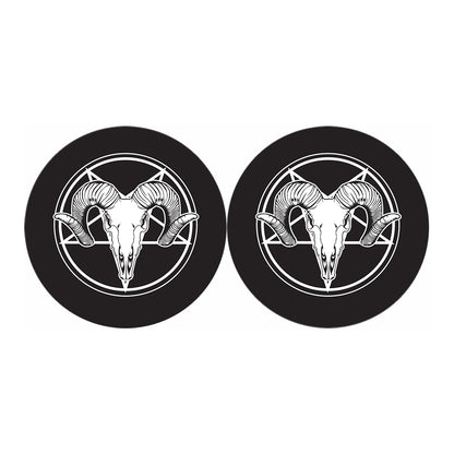 Satan Goat Skull Pentagram Print Car Coasters