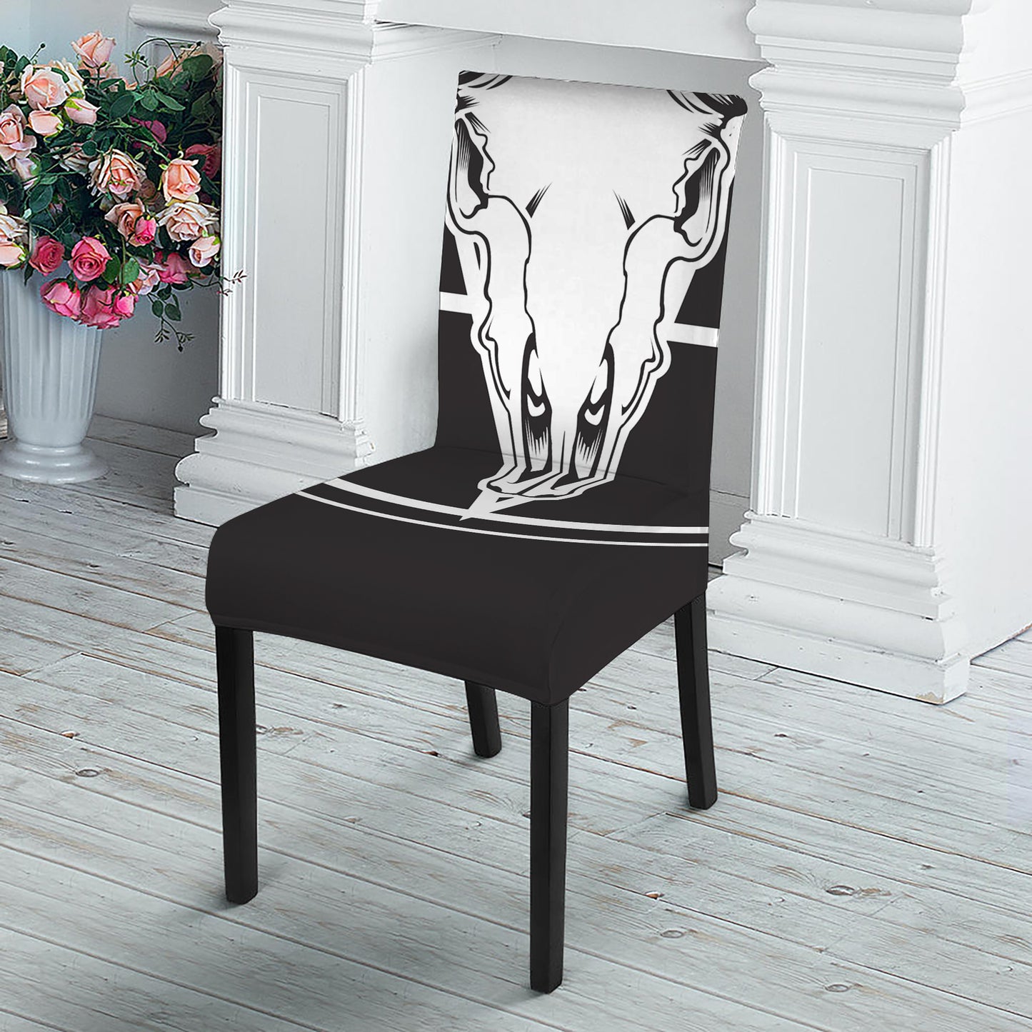 Satan Goat Skull Pentagram Print Dining Chair Slipcover
